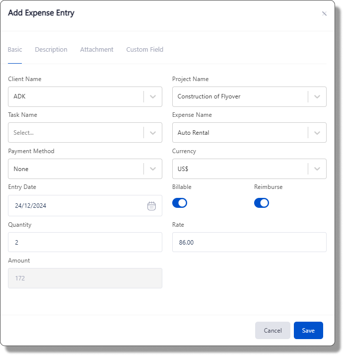 Expense Entry - TimeLive Help - 1