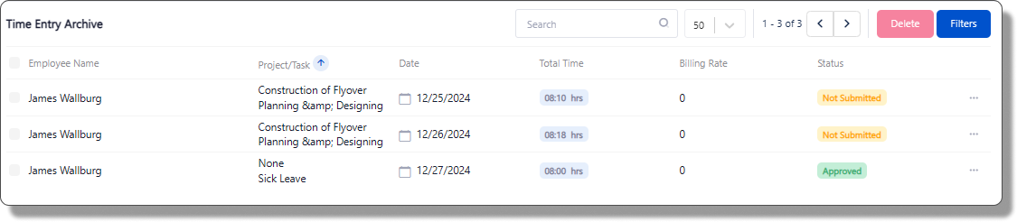 Time Entry Archive - TimeLive Help - 1
