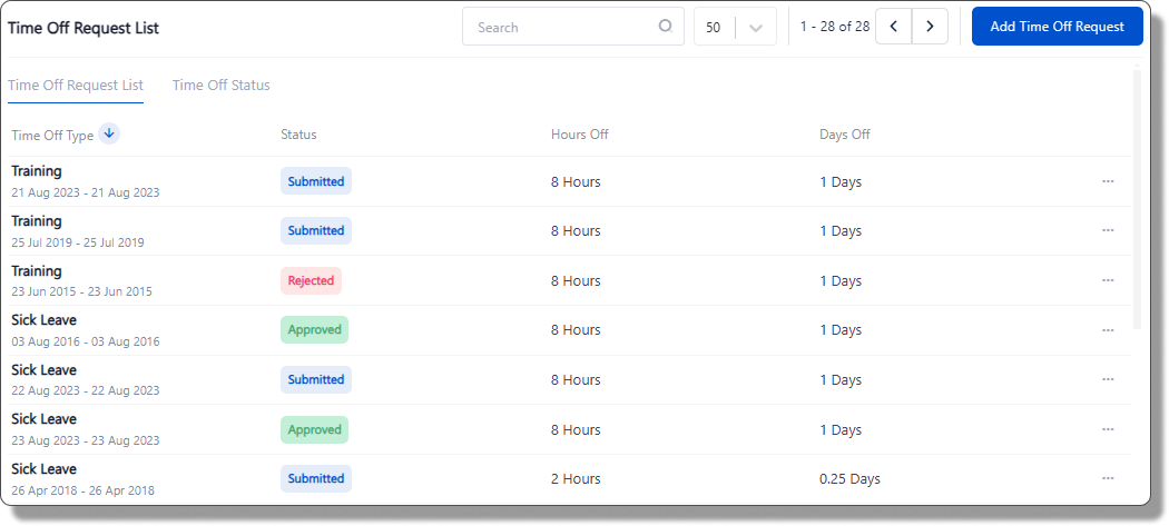 Time Off Request - TimeLive Help - 1