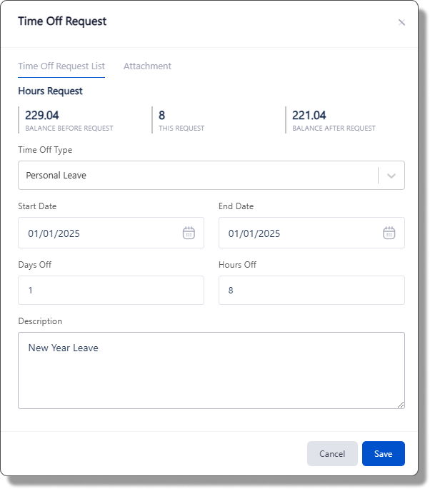 Time Off Request - TimeLive Help - 1
