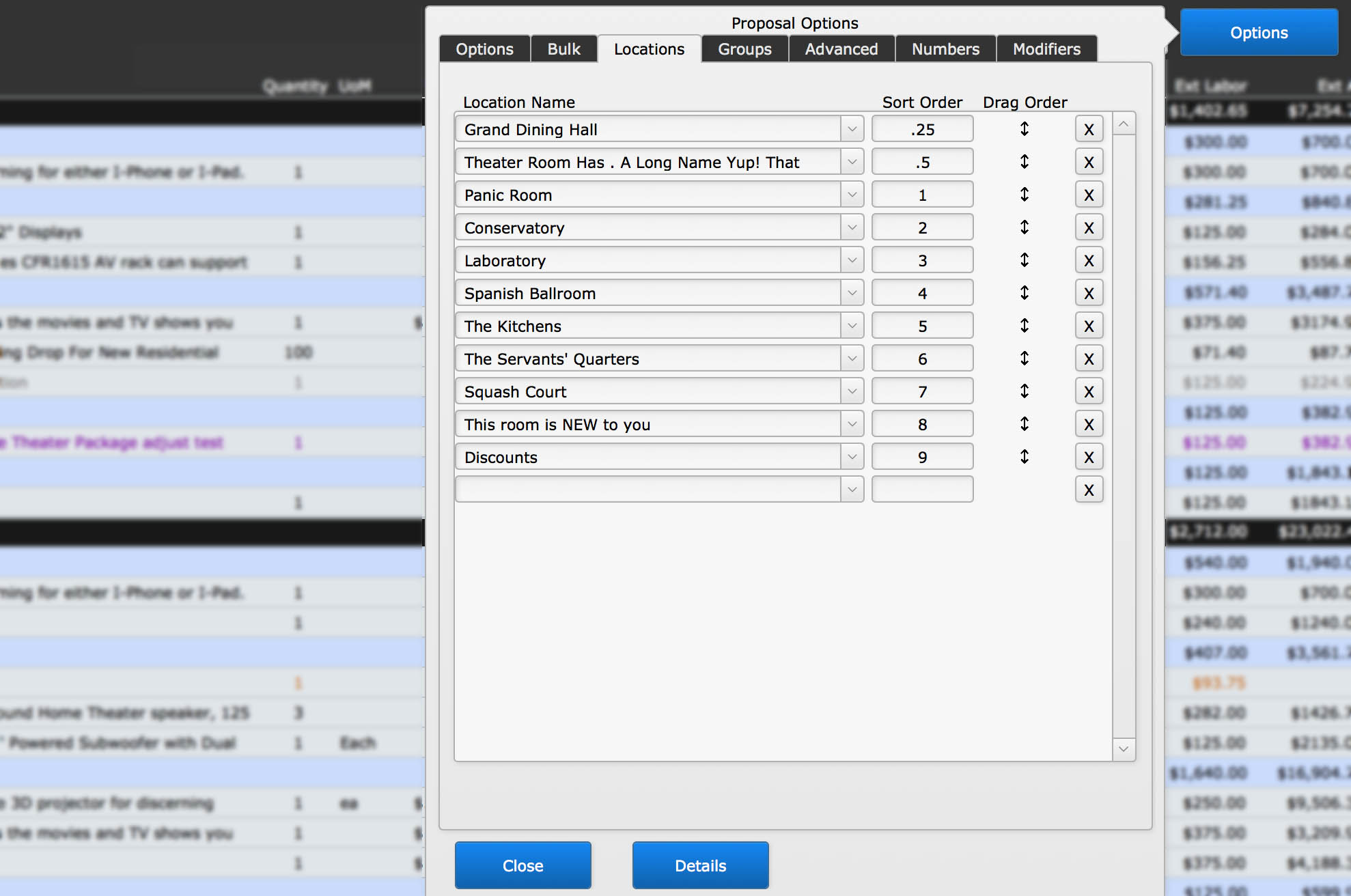 Locations (tab) iPoint Control 1