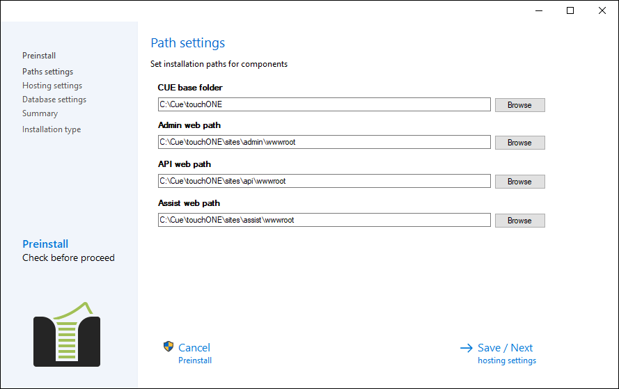 Path settings touchONEsolution Deployment 1