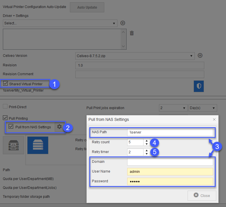 Add a Celiveo Shared Virtual Printer to Web Admin - Celiveo 8 - Ver