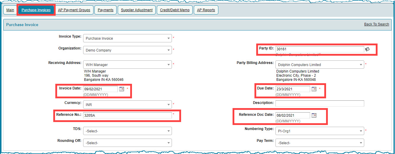 Invoice Header - Crest ERP User Manual - 1.0