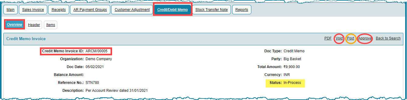 Credit Note/Credit Memo - Crest ERP User Manual - 1.0