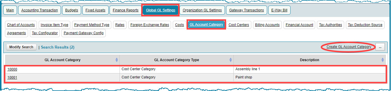 account assignment category gl account