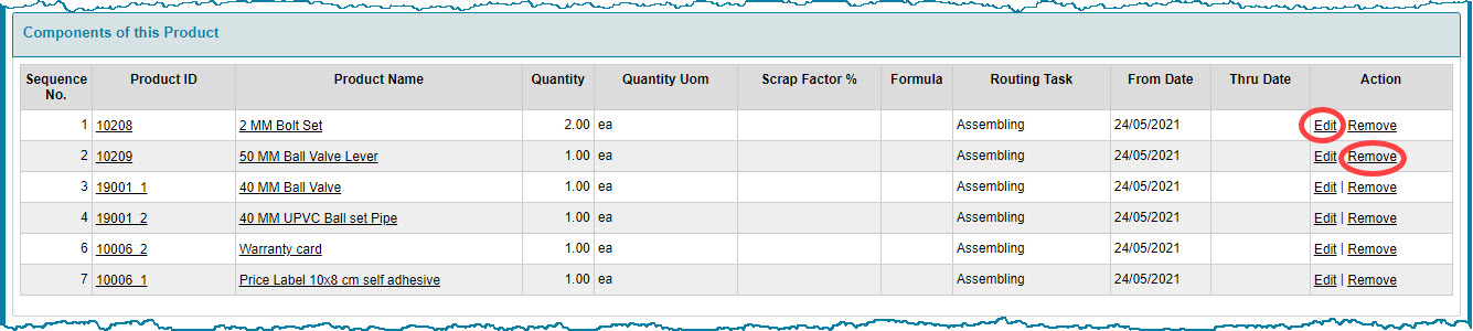 Edit A BOM - Crest ERP User Manual - 1.0