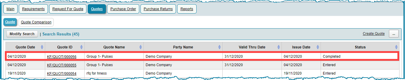 Update Quote Status: Accept/Reject - Crest ERP User Manual - 1.0