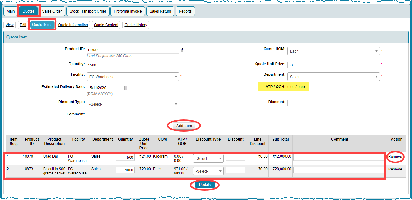 Add Items To Quote Crest Erp User Manual