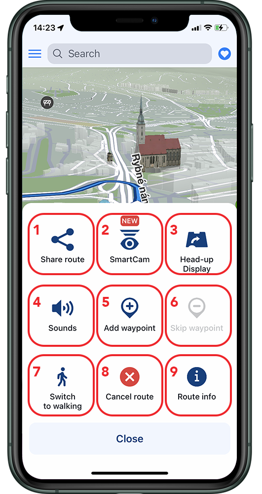 Quick Menu - New Sygic GPS Navigation for iOS - 22.x