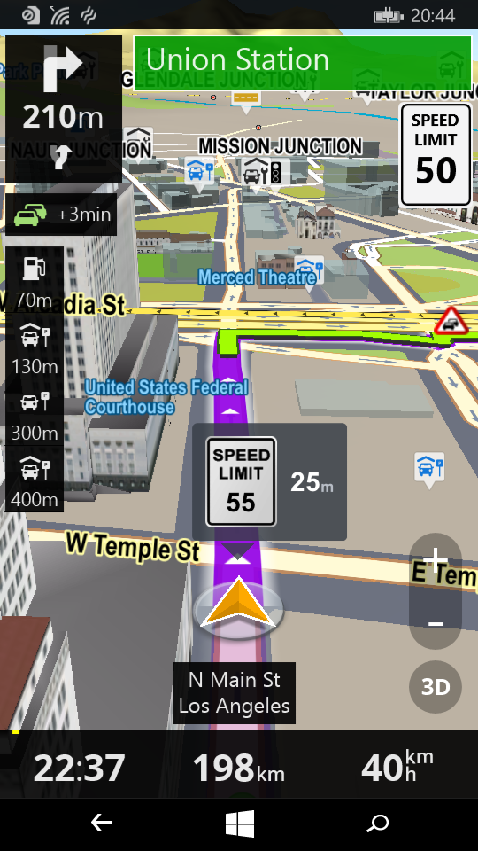 Demonstration mode Sygic GPS Navigation for Windows Phone English