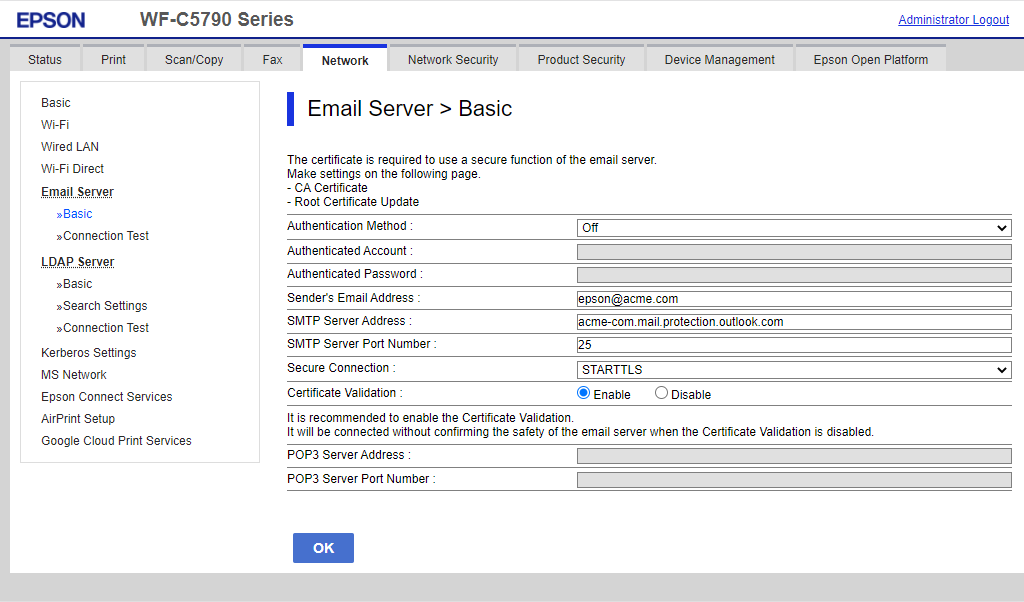can i use an ip address for an email server in outlook for mac
