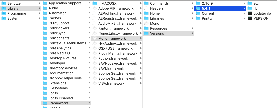 how to find mono framework on mac