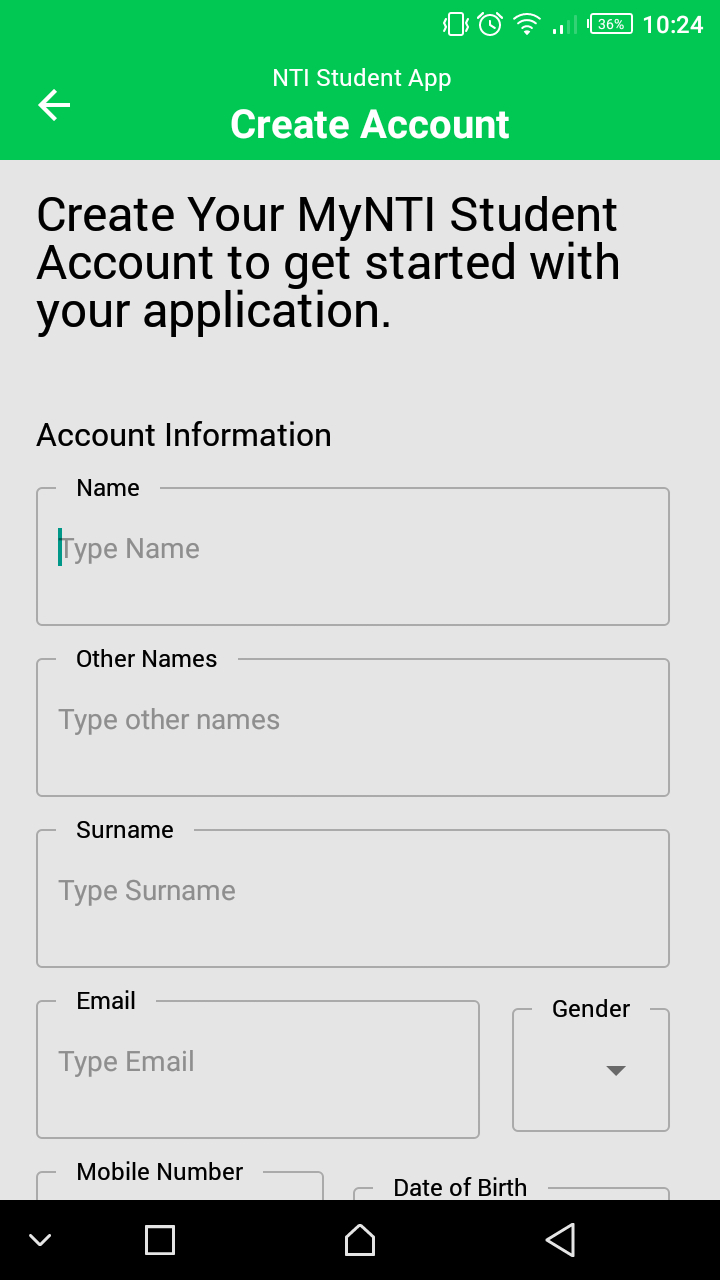 To Create An Account Mynti Mobile App Guide 1